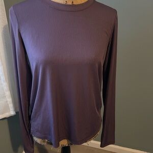 Danskin Ribbed Long Sleeve Top in Deep Purple